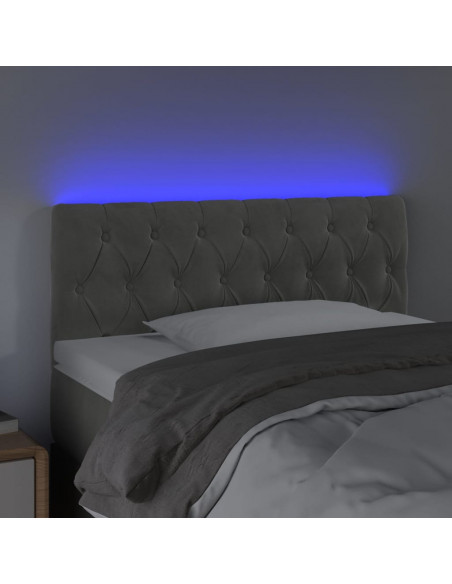 Testiera a LED Grigio Chiaro 90x7x78/88 cm in Velluto