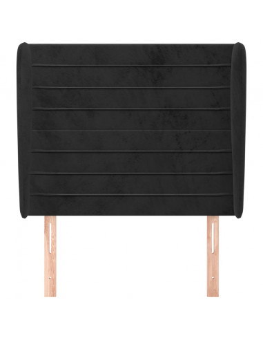 Testiera ad Orecchio Nera 103x23x118/128 cm in Velluto