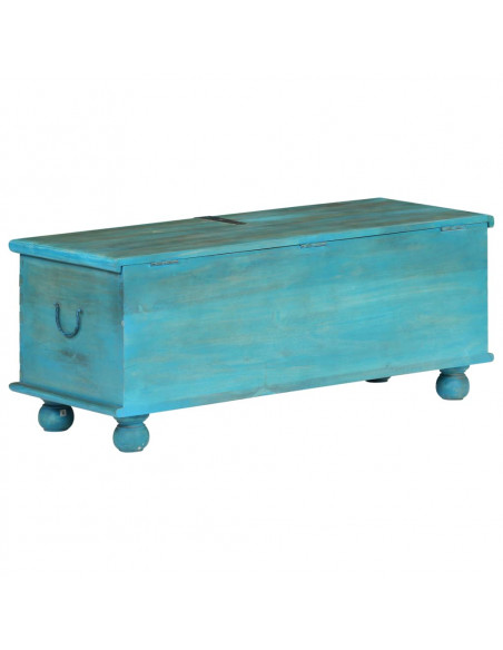 Cassapanca in Legno Massello di Mango Blu 100x40x41 cm