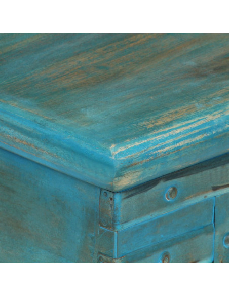 Cassapanca in Legno Massello di Mango Blu 100x40x41 cm
