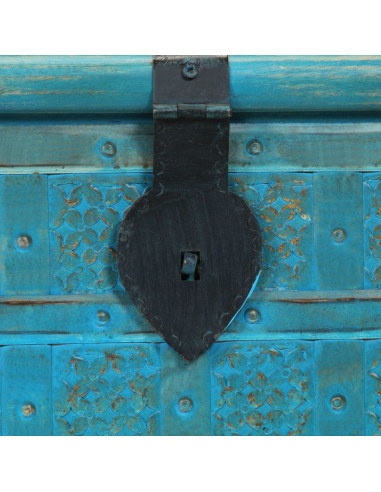 Cassapanca in Legno Massello di Mango Blu 100x40x41 cm