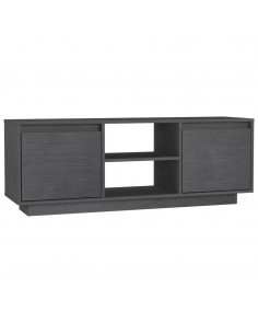 Mobile Porta TV Grigio 110x30x40 cm in Legno Massello di Pino 2
