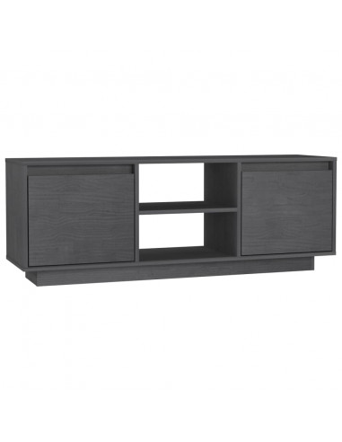 Mobile Porta TV Grigio 110x30x40 cm in Legno Massello di Pino