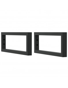 Reggimensole per Lavabo 2 pz Nere Rettangolari in Acciaio 2