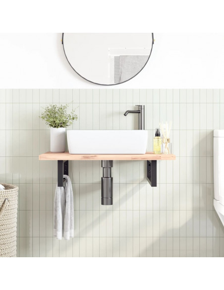 Reggimensole per Lavabo 2 pz Nere Rettangolari in Acciaio