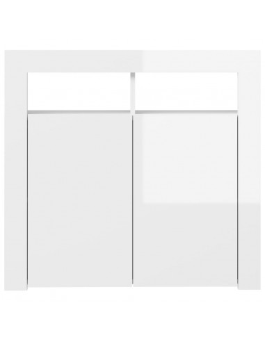 Credenza con Luci a LED Bianco Lucido 80x35x75 cm