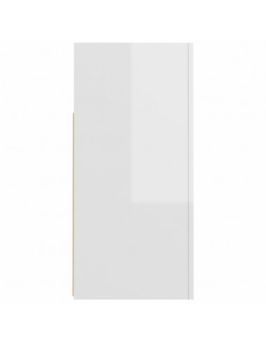 Credenza con Luci a LED Bianco Lucido 80x35x75 cm