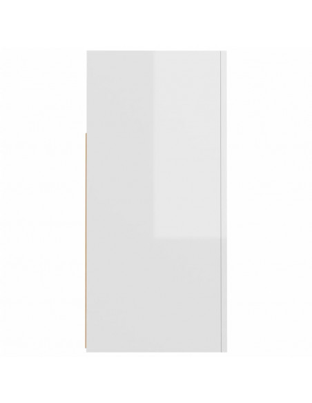 Credenza con Luci a LED Bianco Lucido 80x35x75 cm