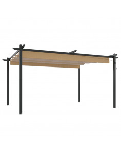 Pergola da Giardino con Tetto Retrattile 4x3 m Tortora 2