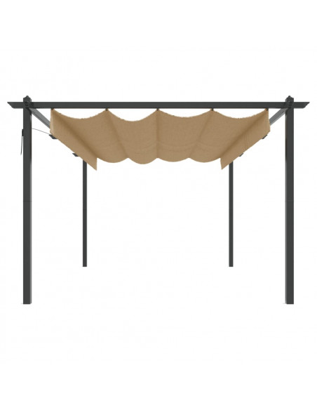 Pergola da Giardino con Tetto Retrattile 4x3 m Tortora