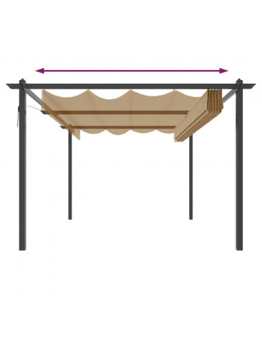 Pergola da Giardino con Tetto Retrattile 4x3 m Tortora