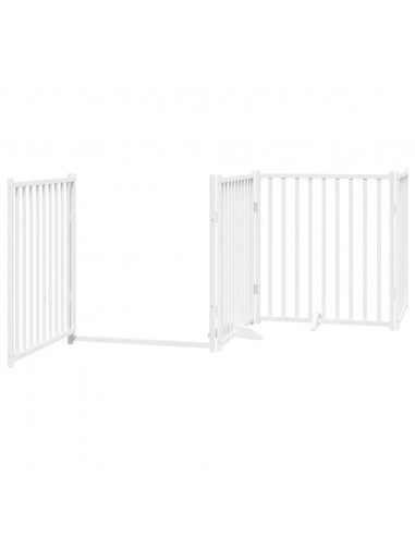 Cancello Cani Porta Pieghevole Bianco 12 Pannelli 640 cm Pioppo