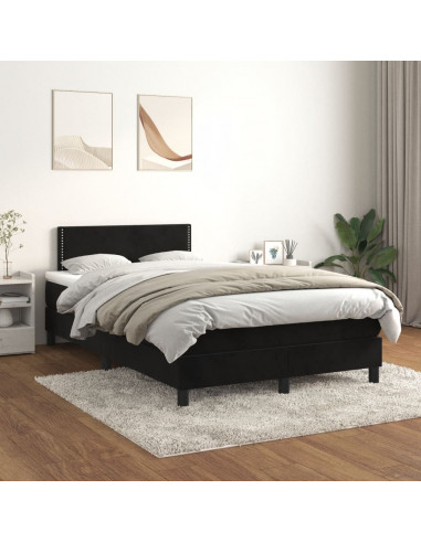 Giroletto a Molle con Materasso Nero 120x190 cm in Velluto