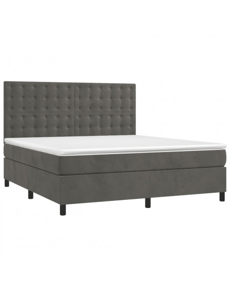 Letto a Molle con Materasso e LED Grigio Scuro 180x200 cm