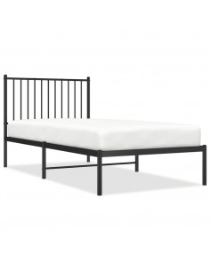 Giroletto con Testiera in Metallo Nero 90x190 cm 2