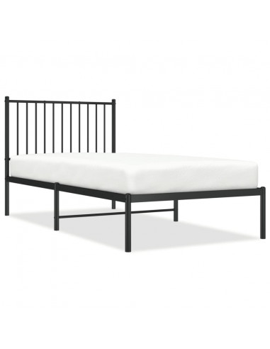 Giroletto con Testiera in Metallo Nero 90x190 cm