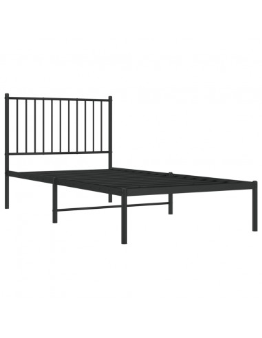 Giroletto con Testiera in Metallo Nero 90x190 cm