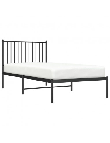 Giroletto con Testiera in Metallo Nero 90x190 cm