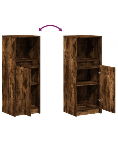 Credenza con LED Rovere Fumo 38x34x100 cm in Legno Multistrato