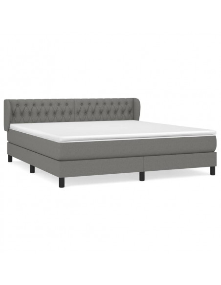 Giroletto a Molle con Materasso Grigio Scuro 180x200 cm Tessuto