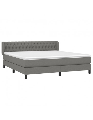 Giroletto a Molle con Materasso Grigio Scuro 180x200 cm Tessuto