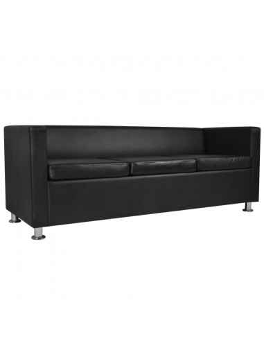 Set Divani a 3 e a 2 Posti in Similpelle Nero