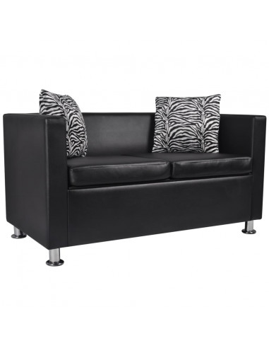 Set Divani a 3 e a 2 Posti in Similpelle Nero