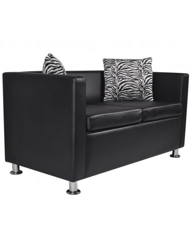 Set Divani a 3 e a 2 Posti in Similpelle Nero
