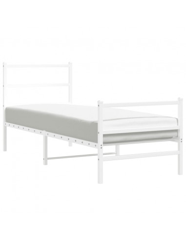 Giroletto con Testiera e Pediera Metallo Bianco 80x200 cm