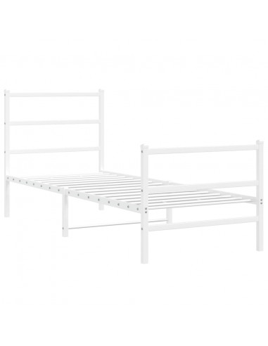 Giroletto con Testiera e Pediera Metallo Bianco 80x200 cm