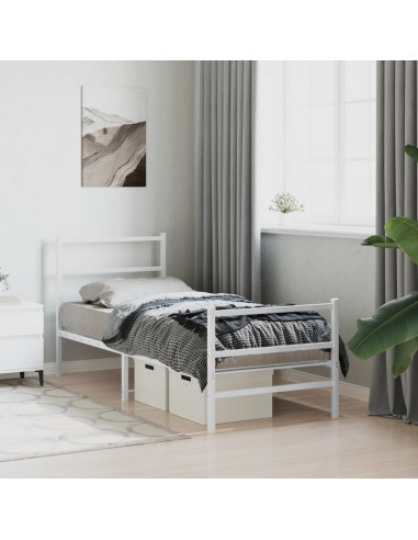 Giroletto con Testiera e Pediera Metallo Bianco 80x200 cm