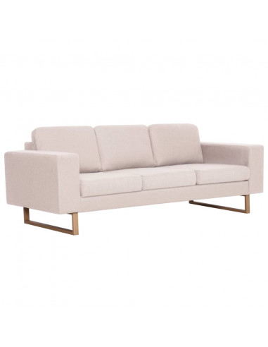 Divano a 3 Posti in Tessuto Crema