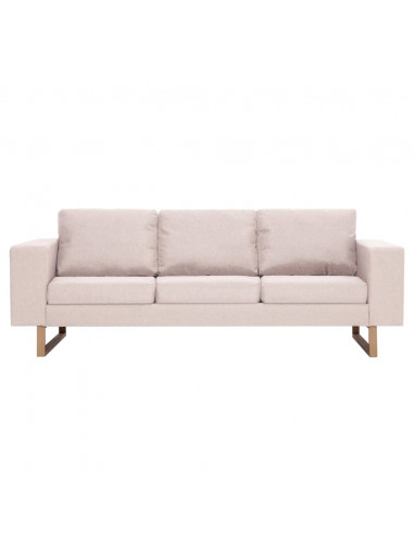 Divano a 3 Posti in Tessuto Crema