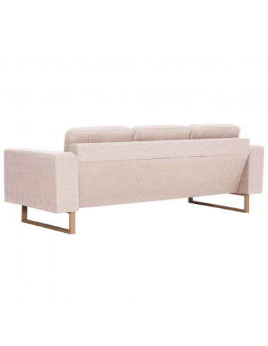 Divano a 3 Posti in Tessuto Crema