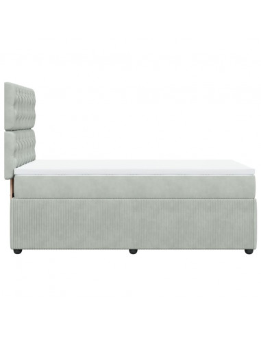 Giroletto a Molle con Materasso Grigio Chiaro 90x200 cm Velluto