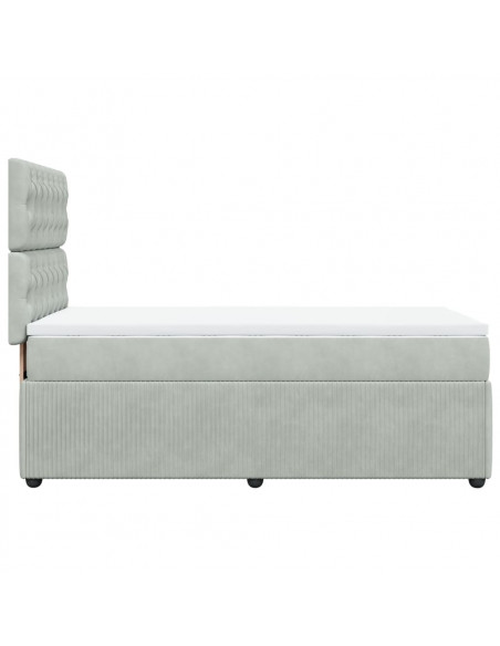 Giroletto a Molle con Materasso Grigio Chiaro 90x200 cm Velluto