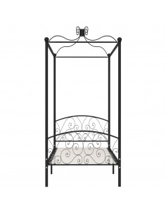 Letto a Baldacchino Nero in Metallo 90x200 cm 2
