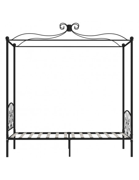 Letto a Baldacchino Nero in Metallo 90x200 cm