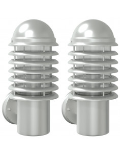 Applique da Esterno 2 pz Argento in Acciaio Inossidabile 2