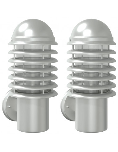 Applique da Esterno 2 pz Argento in Acciaio Inossidabile