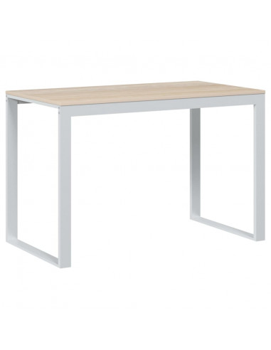 Scrivania Computer Bianca e Rovere 110x60x73 Legno Multistrato