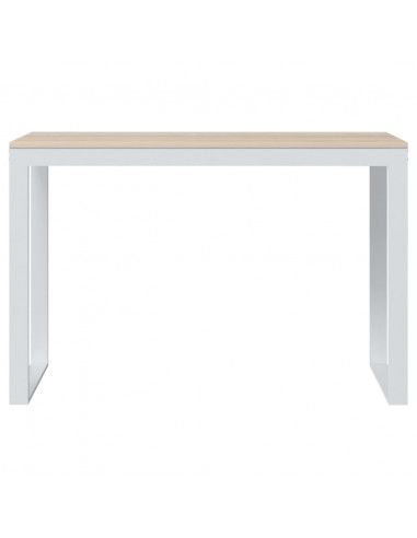 Scrivania Computer Bianca e Rovere 110x60x73 Legno Multistrato