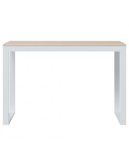 Scrivania Computer Bianca e Rovere 110x60x73 Legno Multistrato