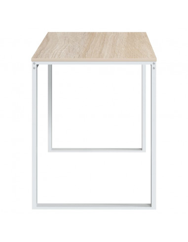 Scrivania Computer Bianca e Rovere 110x60x73 Legno Multistrato