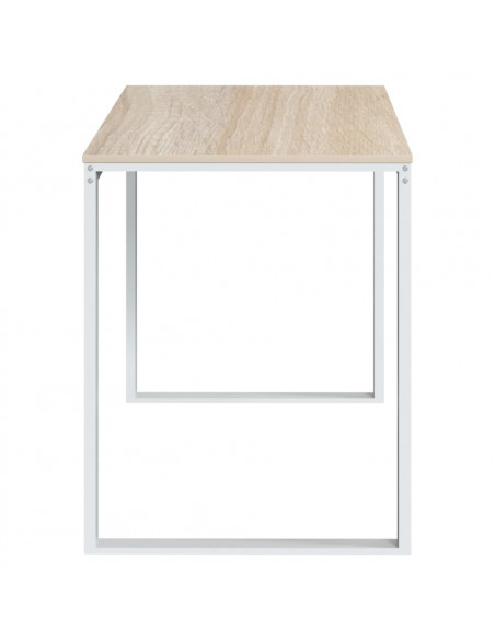 Scrivania Computer Bianca e Rovere 110x60x73 Legno Multistrato