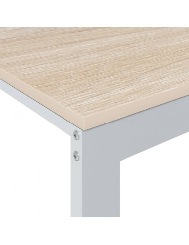 Scrivania Computer Bianca e Rovere 110x60x73 Legno Multistrato