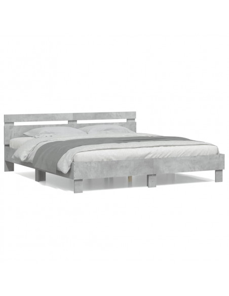 Giroletto Testiera Grigio Cemento 180x200 cm Legno Multistrato