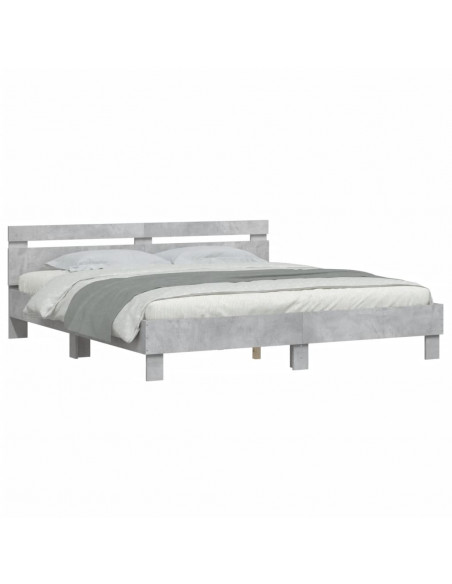 Giroletto Testiera Grigio Cemento 180x200 cm Legno Multistrato