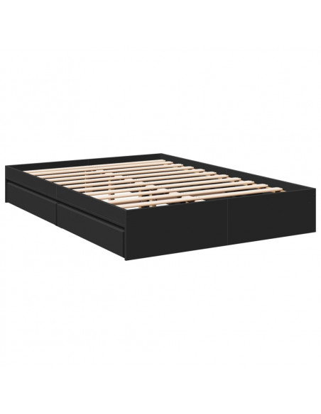 Giroletto con Cassetti Nero 120x200 cm in Legno Multistrato