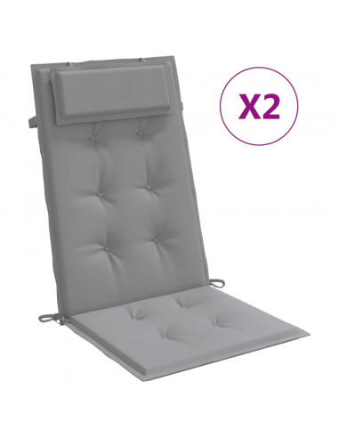 Cuscini per Sedia Schienale Alto 2 pz Grigio Tessuto Oxford